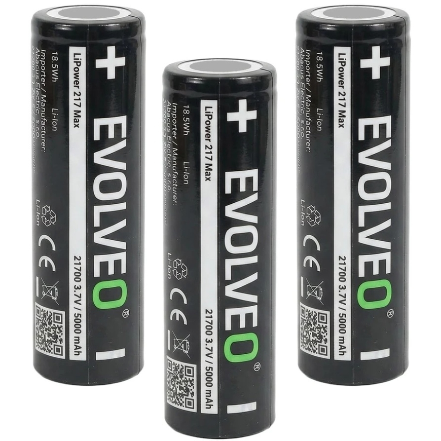 EVOLVEO LiPower 217 Max 5000 – Li-ion battery 21700 (3.7 V / 5000 mAh), 3 pcs. – 4