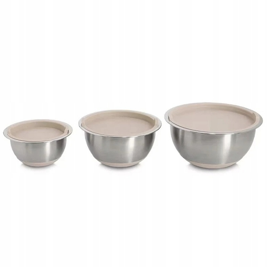 PIECES 3 trauki ar vākiem, smilšu krāsā, nerūsējošā tērauda, ZELLER – 5