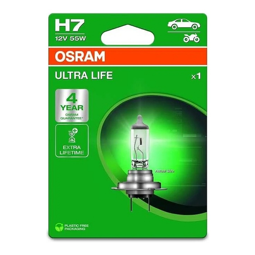 OSRAM Automobilinė lemputė ULTRA LIFE H7 55W 12V PX26D 1vnt
