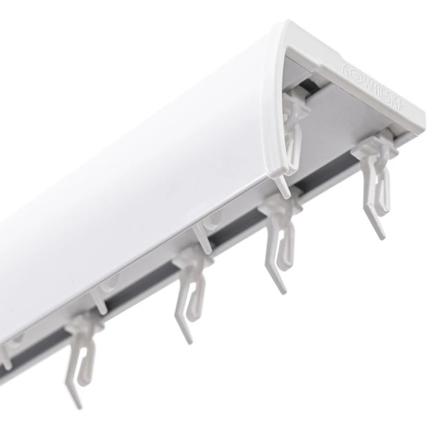 Decastyl Fixed Rail with Sliding Cover with Hooks 200 cm, Aluminum, White, Double, Kowalski – 3