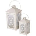 Koristeelliset metallilyhdyt, 2 kappaleen setti, 20 x 20 x 40 ja 15 x 15 x 30 cm