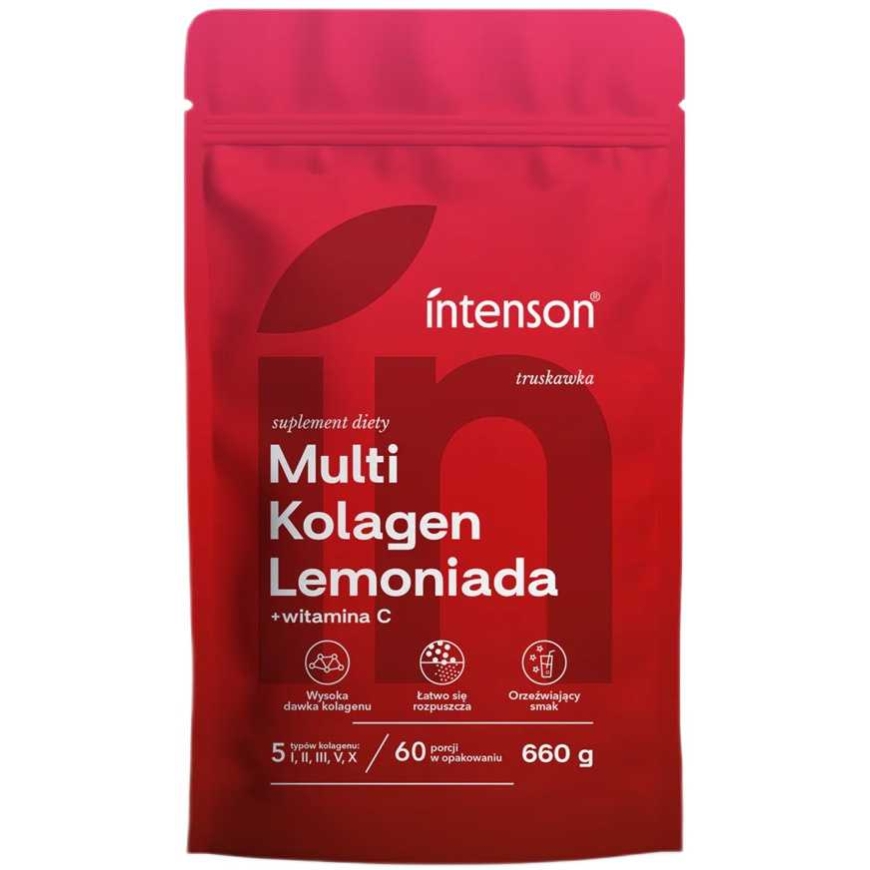 Intenson Multikolageno limonadas + vitaminas C maisto papildas Braškių skonio, 660 g