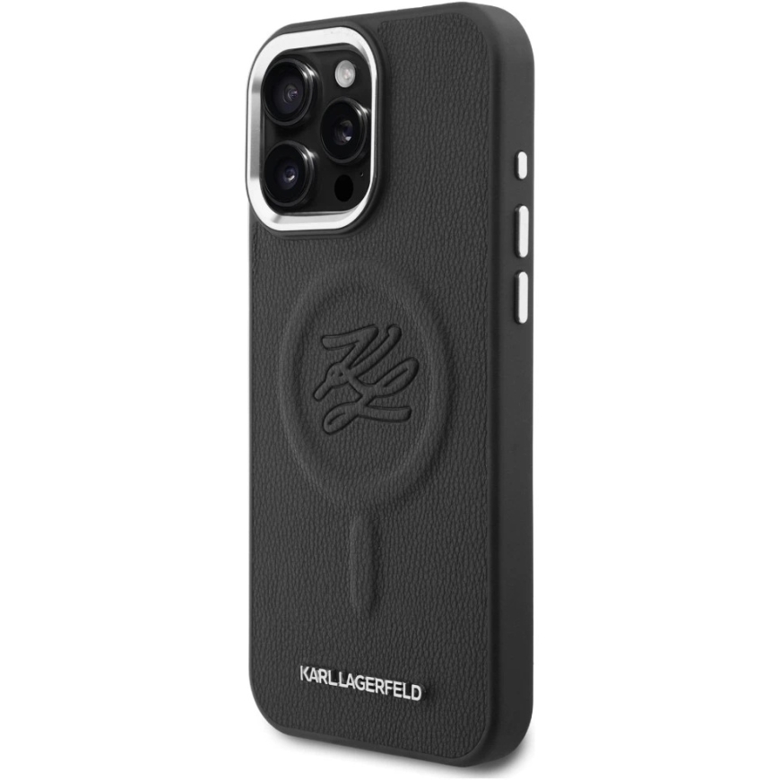 Karl Lagerfeld Initial & Metal Logo maciņš ar MagSafe iPhone 16 Pro Max, melnā krāsā. – 3