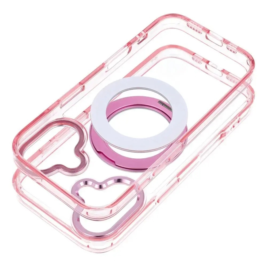 Case for iPhone 16 PRO Frame Circle Stand compatible with MagSafe pink – 2