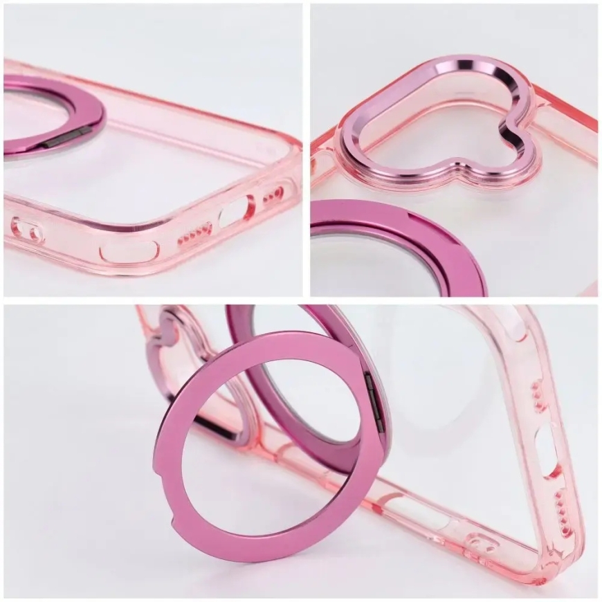 Korpuss iPhone 16 PRO Frame Circle Stand, kas saderīgs ar MagSafe rozā – 5