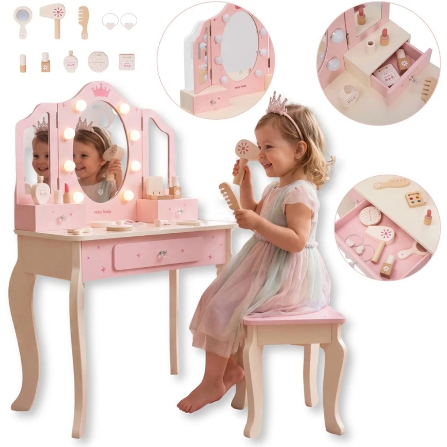 Milly Mally pusletus 77100 Kuninganna meigilaud Roosa