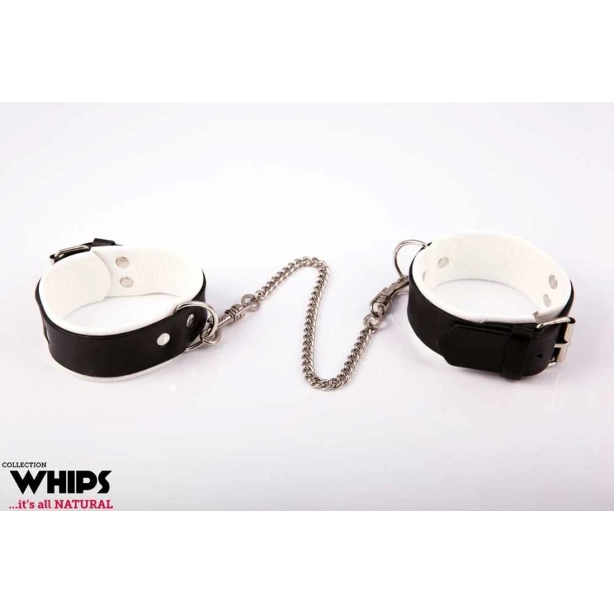 Whips Collections Handcuffs - Handcuffs for Men on Legs, White