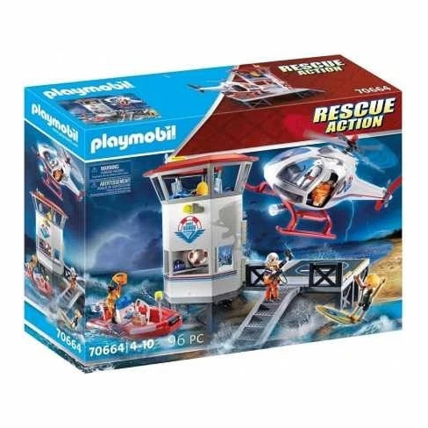 Toy Set - Playmobil 70664 Coast Guard Headquarters with Rescue Boat and Figures - Multicolor – 2