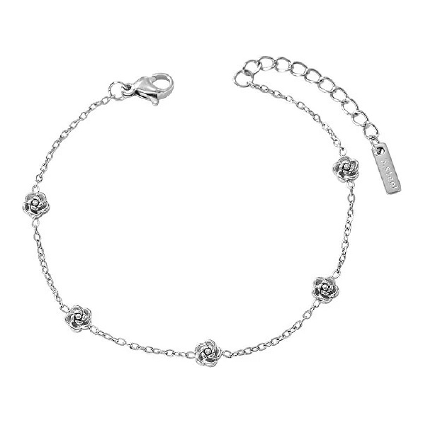 Troli Delicate steel bracelet with flowers Sidabrinis