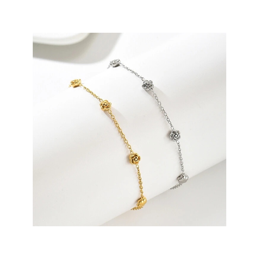 Troli Delicate steel bracelet with flowers Sidabrinis – 4