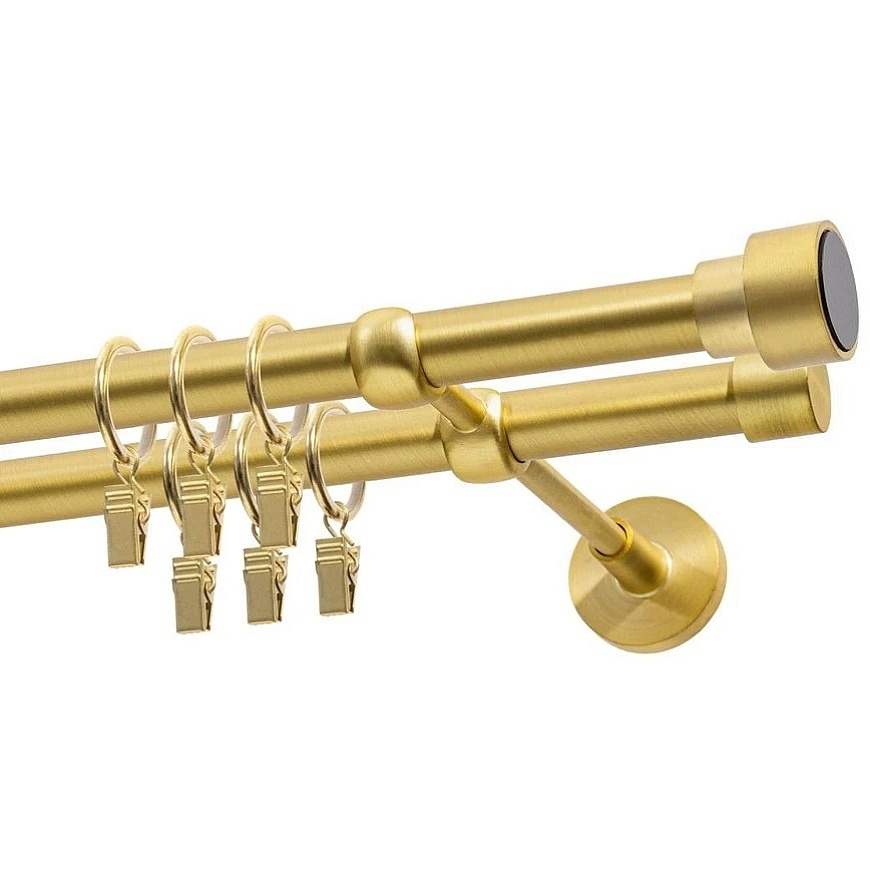Decastyl Double Curtain Rod FI 19 mm Brass Satin 480 cm SLICK with Wheels KOWALSKI