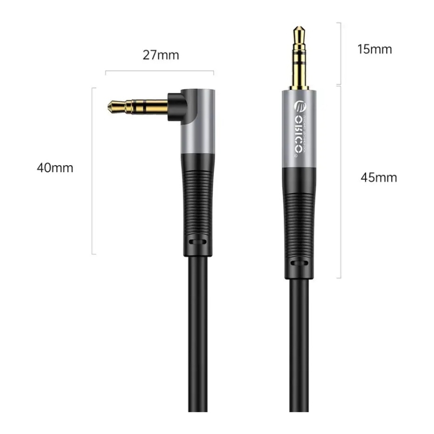 Orico AXW Mini Jack 3.5mm Male to Male Angled Audio Cable 5m - Black – 2
