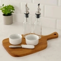 KOOPMAN PIECES 6-piece serving set, wooden tray with bowls and bottles, 32.5 x 19.5 cm KOOPMAN PIECES 6-piece serving set, wooden tray with bowls and bottles, 32.5 x 19.5 cm