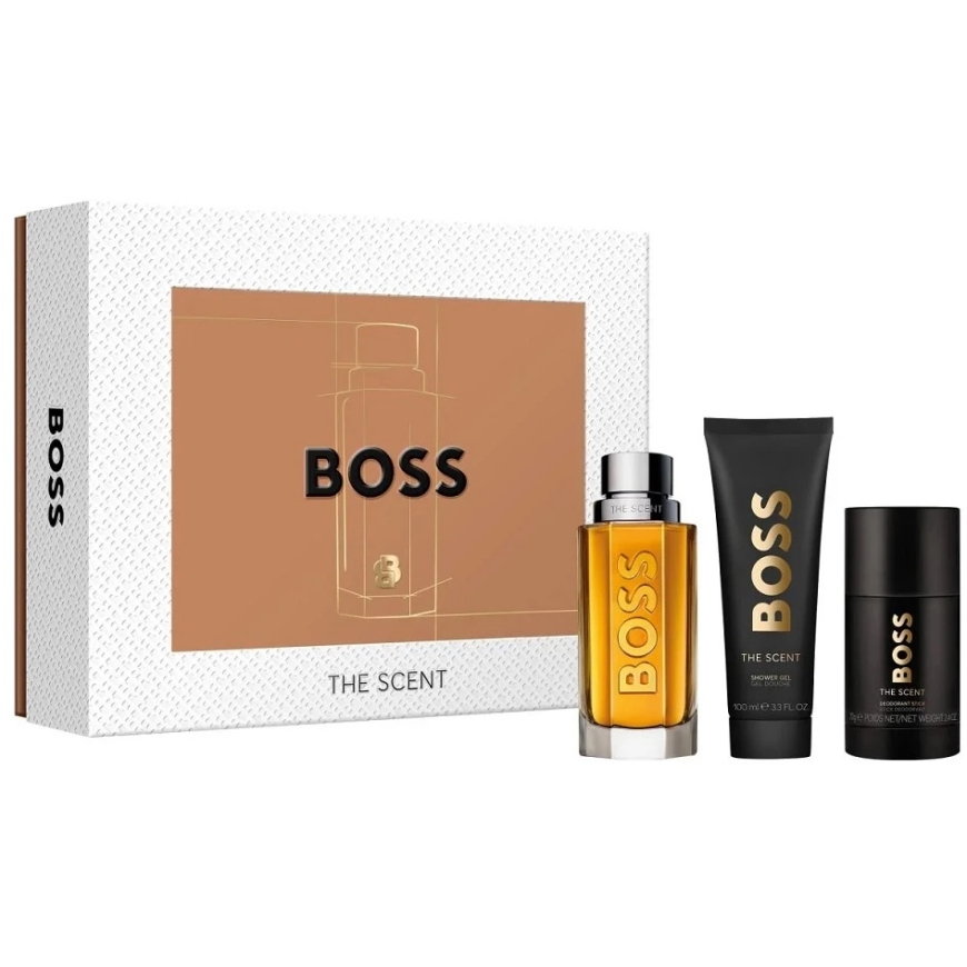 Hugo Boss The Scent tualetinis vanduo, 100 ml dezodorantas-stiklinis dezodorantas, 75 ml gelis „Ducha“, 100 ml – 4