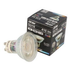 LED spuldze GU10 230 V 5 W 410 lm 50 grādi silti balta stikla LED lēca