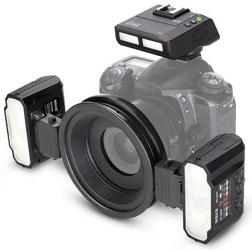 Kaamera välklamp - Meike makro topeltvälgu komplekt MK MT24 II (Juhise number 10, 4 kanalit)