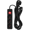Przedłużacz Prailginimo laidas 3 m, 3 x 1,5 mm2, 3G, juodas, ĮJUNGTA/IŠJUNGTA