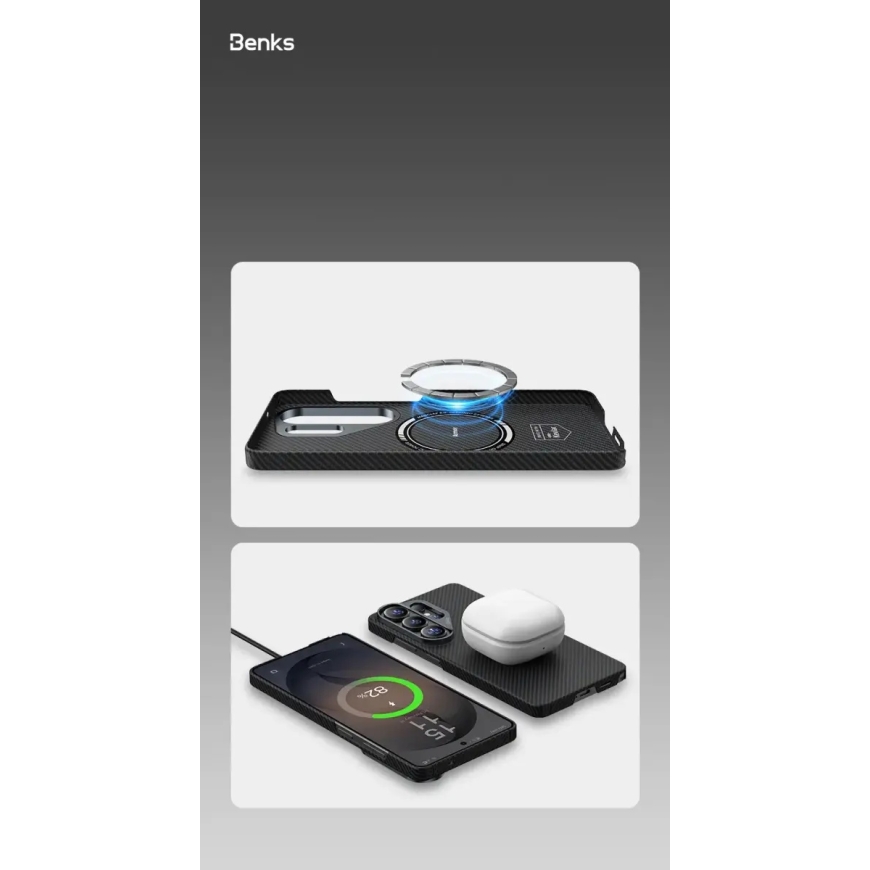 Benks Magnetic Armor Air Kevlar telefono dėklas Samsung Galaxy S26 (S942) juodas – 5