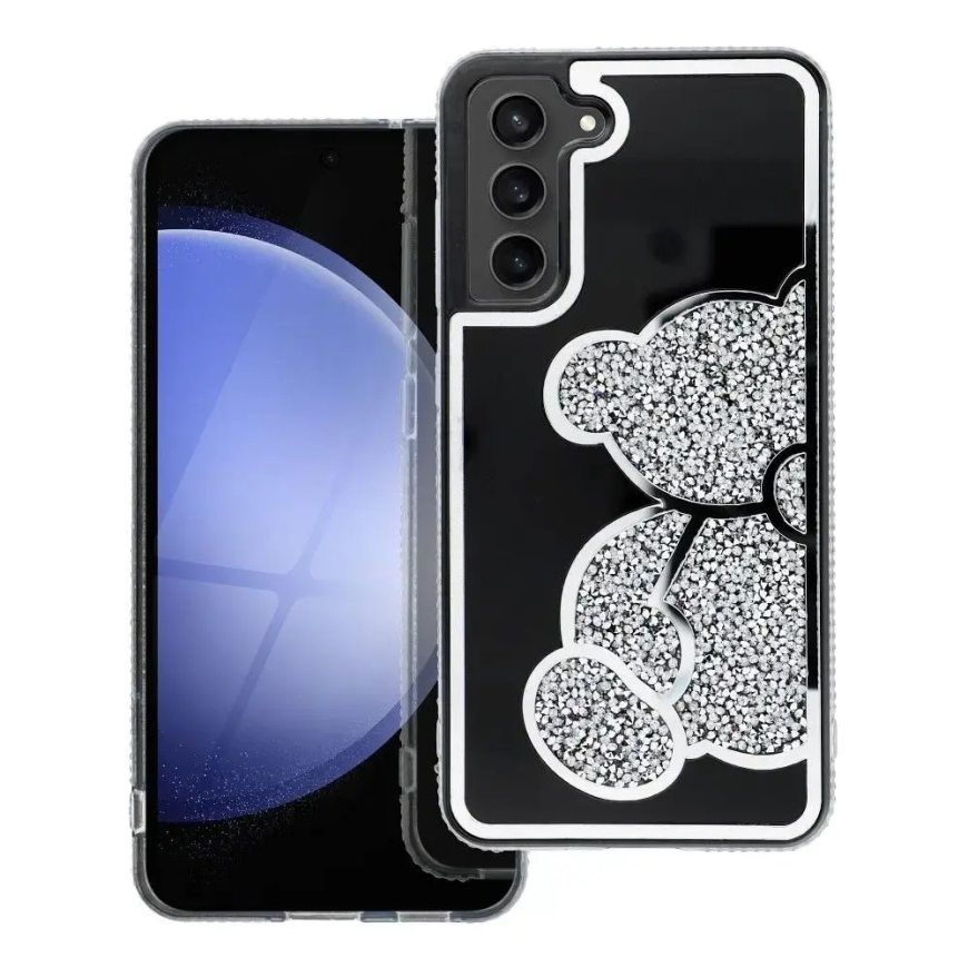 Teddy Bear maciņš telefonam Samsung Galaxy S25 Edge (S937) sudraba krāsā (rotaļu lācītis)