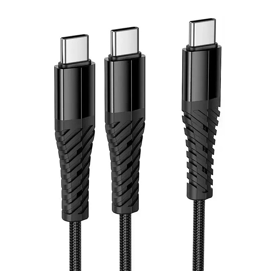 Hoco X123 2-in-1 data transfer and charging cable | USB-C to USB-C, USB-C | 1m | black