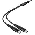 Hoco X123 2-in-1 data transfer and charging cable | USB-C to USB-C, USB-C | 1m | black Hoco X123 2-in-1 data transfer and charging cable | USB-C to USB-C, USB-C | 1m | black