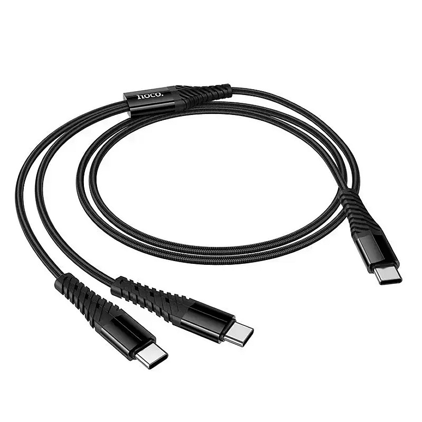 Hoco X123 2-in-1 andmeedastus- ja laadimiskaabel | USB-C kuni USB-C, USB-C | 1m | must – 5