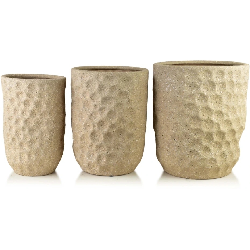 Mondex Since 1986 NEVA BEIGE set of 3 ceramic covers 39x39x46cm 31.5x31.5x42.5cm 25.5x25.5x39cm