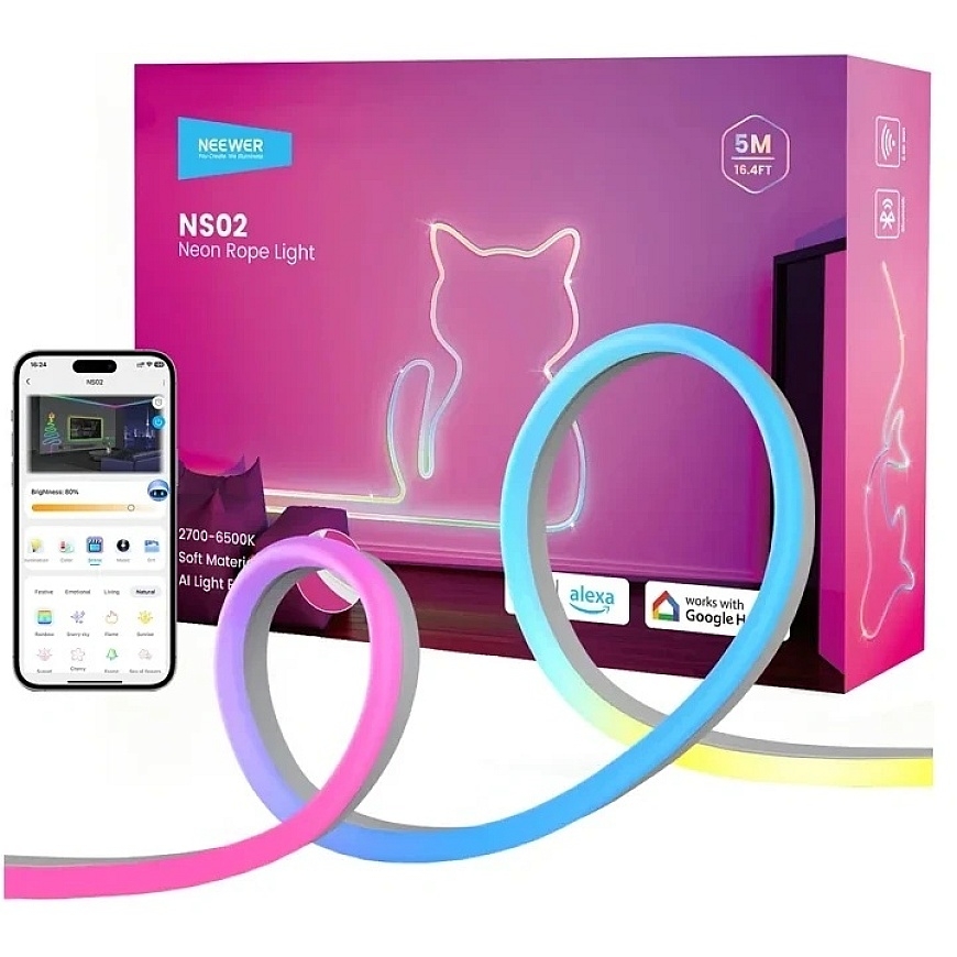 LED Šviestuvas - NEEWER NS01 5 m Neoninė RGB Juosta – 2