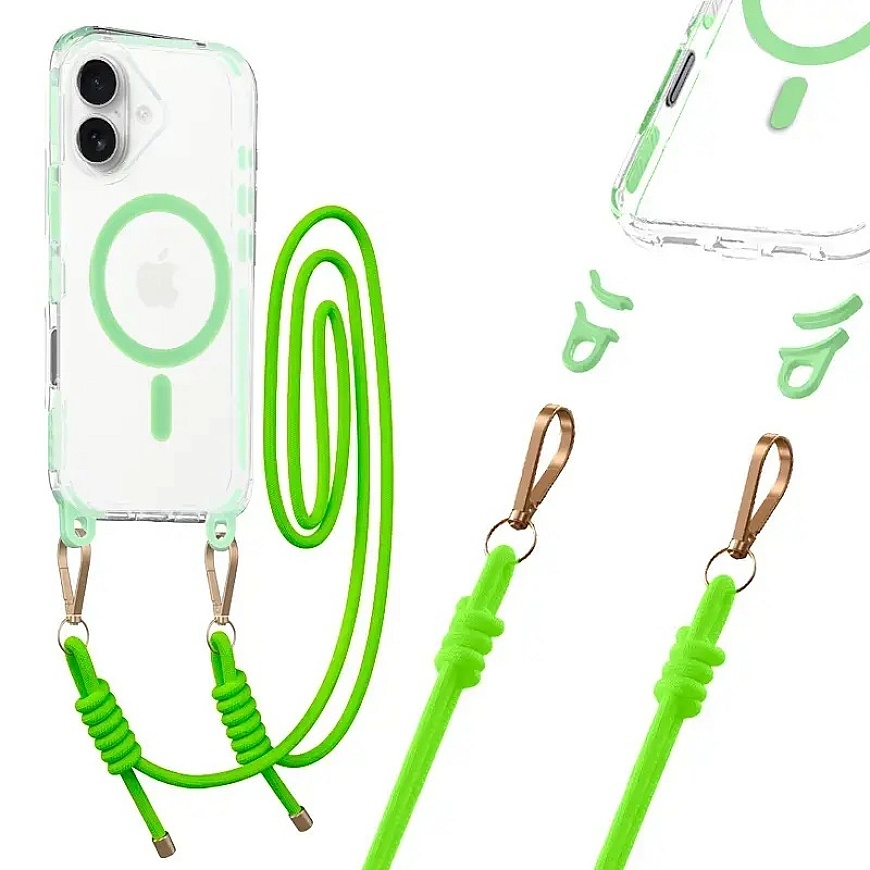 Tel Protect Strap Clear puhelinsuoja iPhone 17:lle vihreä