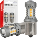 Стандартные светодиодные лампы BAU15S PY21W 2x1860SMD 3030 15SMD оранжевая 12V 24V AMIO-05002