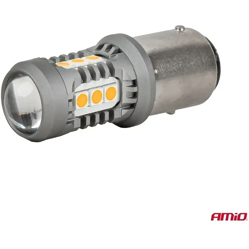 Standard LED Pirnid BAU15S PY21W 2x1860SMD 3030 15SMD oranž 12V 24V AMIO-05002 – 3