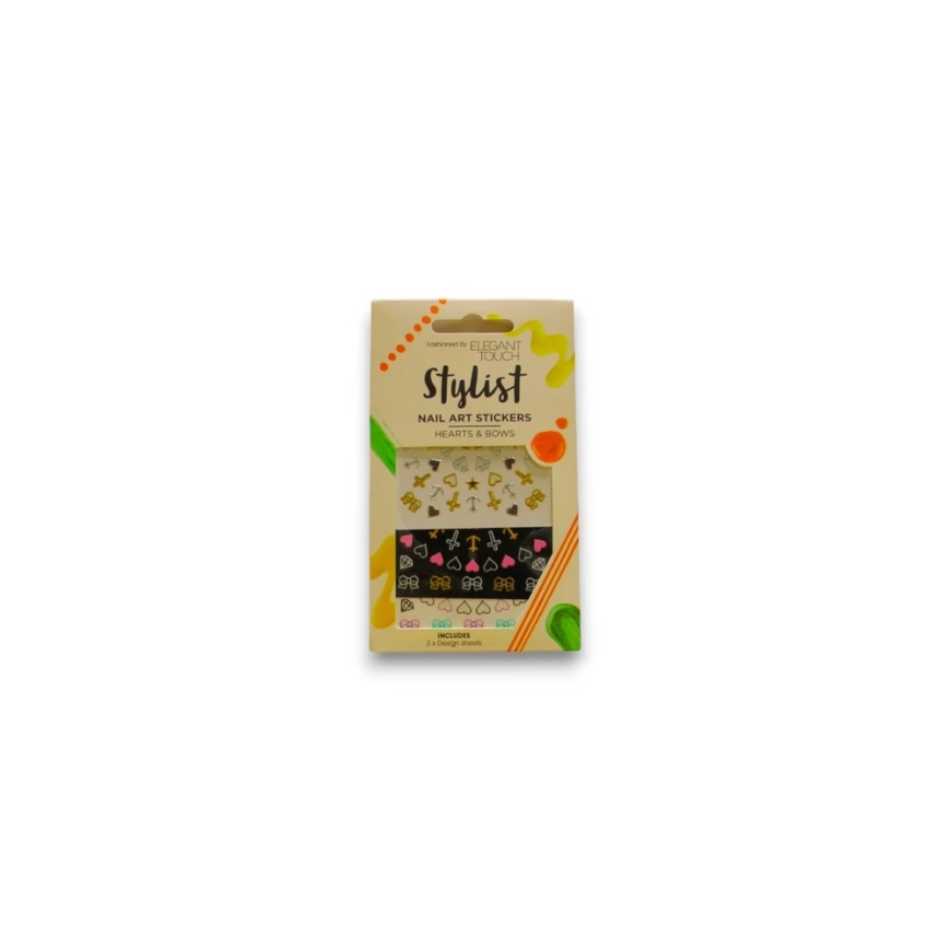 Elegant Touch Set of Three Stylish "Touch Stylist" Nail Stickers, Hearts and Bows, 3 pcs.