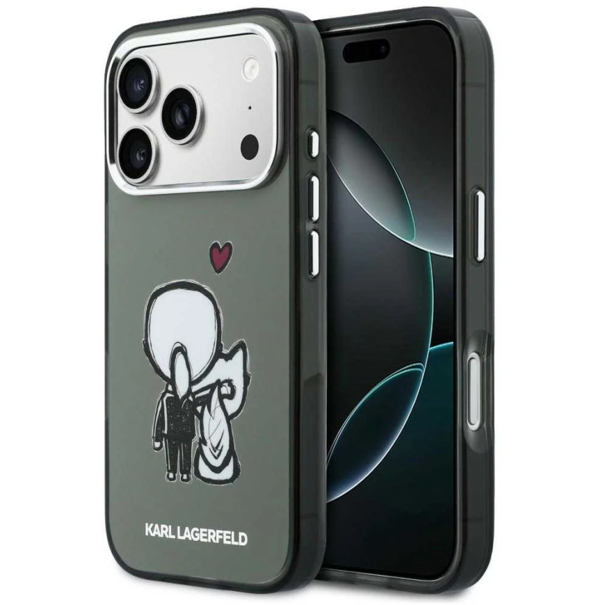 "Karl Lagerfeld Karl & Choupette Back MagSafe" -kuori "iPhone 17 Pro Max" -laitteelle – Musta