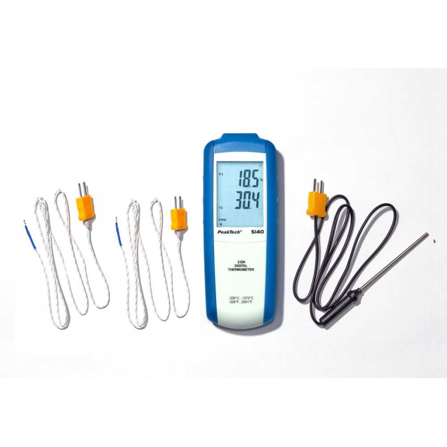 Digitaalinen PeakTech 5140 2-kanavainen lämpömittari