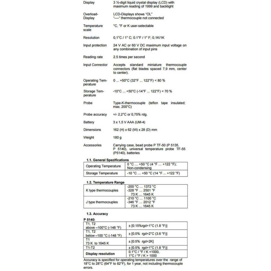 Digitaalinen PeakTech 5140 2-kanavainen lämpömittari – 4