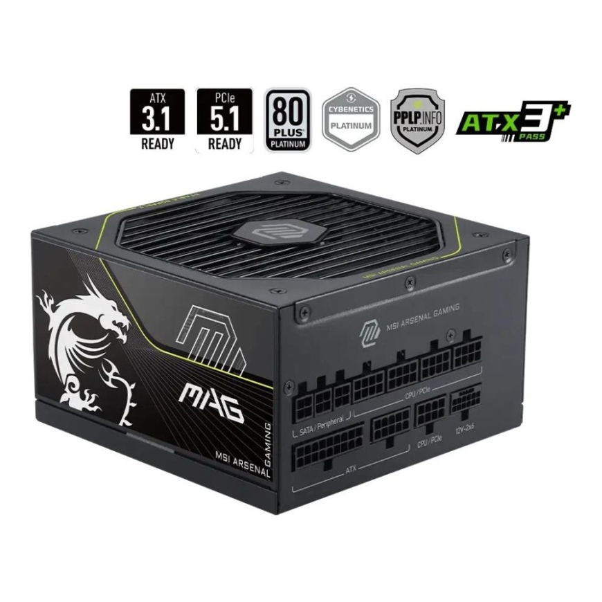 Virtalähde||MAG A1200PLS PCIE5|ATX|PC|100 - 240 V|1200 W|MAGA1200PLSPCIE5