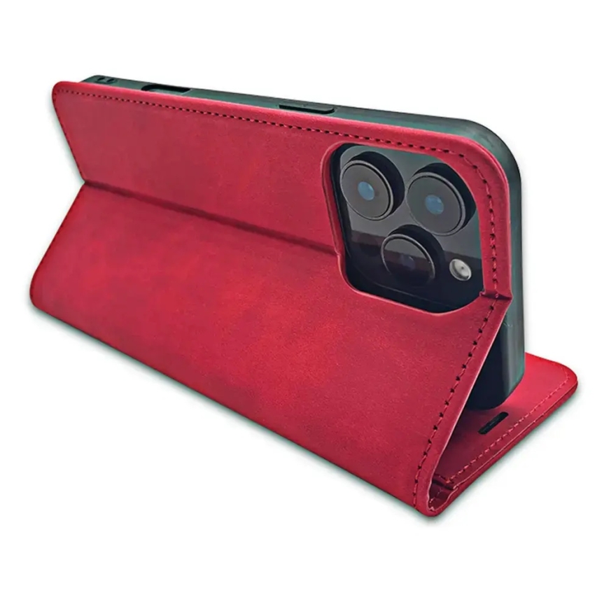 Smart Suede book type phone case for iPhone 17 Pro Max | iPhone 18 Pro Max red – 4