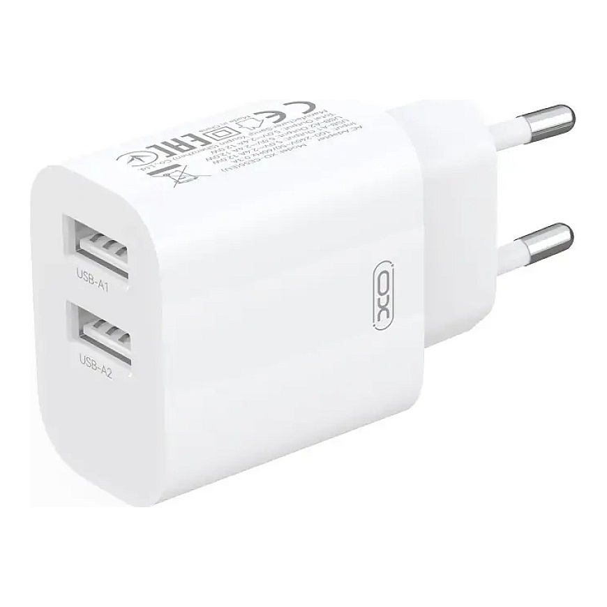 XO wall charger CE55 2x USB 2,4A white + Lightning cable – 5