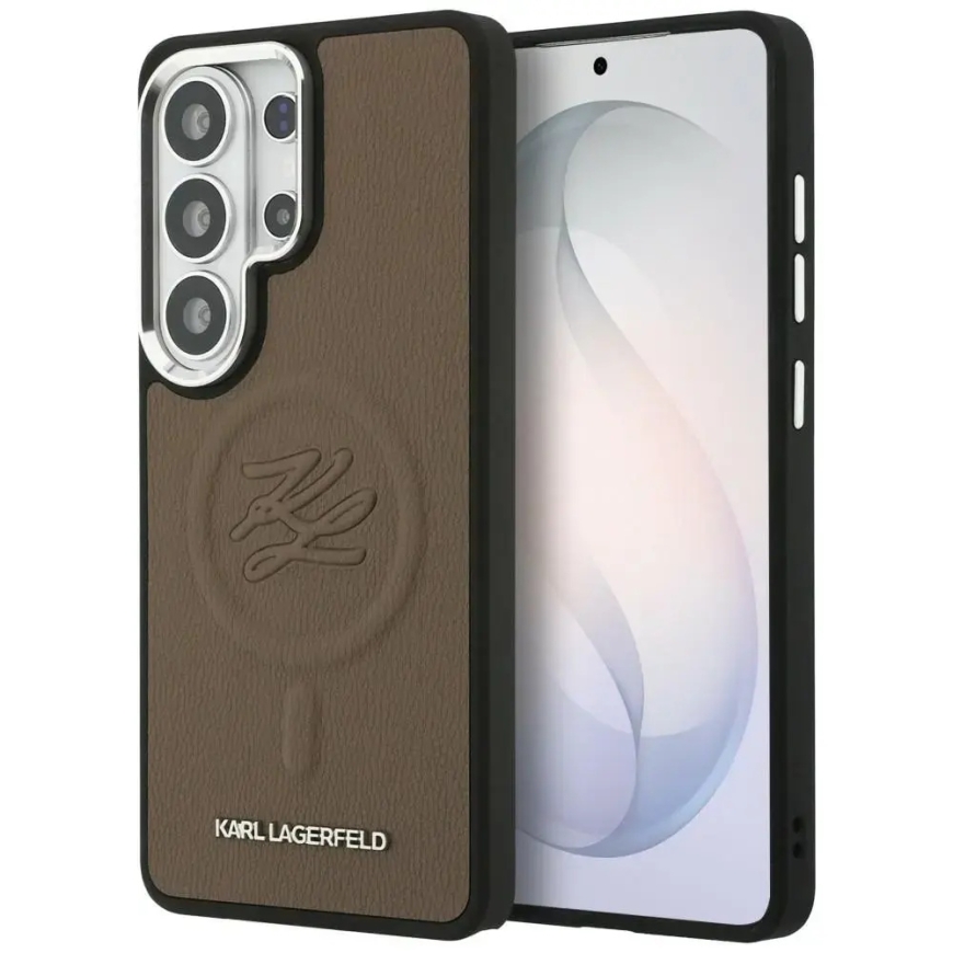 Karl Lagerfeld Embossed Ring Initials чехол и с подставкой для телефона Samsung Galaxy S26 Ultra (S948) коричневый