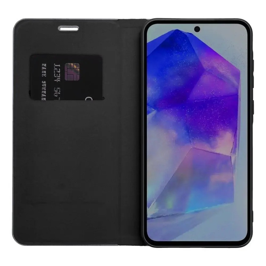 LUNA Book Carbon grāmatveida maciņš telefonam Samsung Galaxy A13 4G (A135) melns – 5