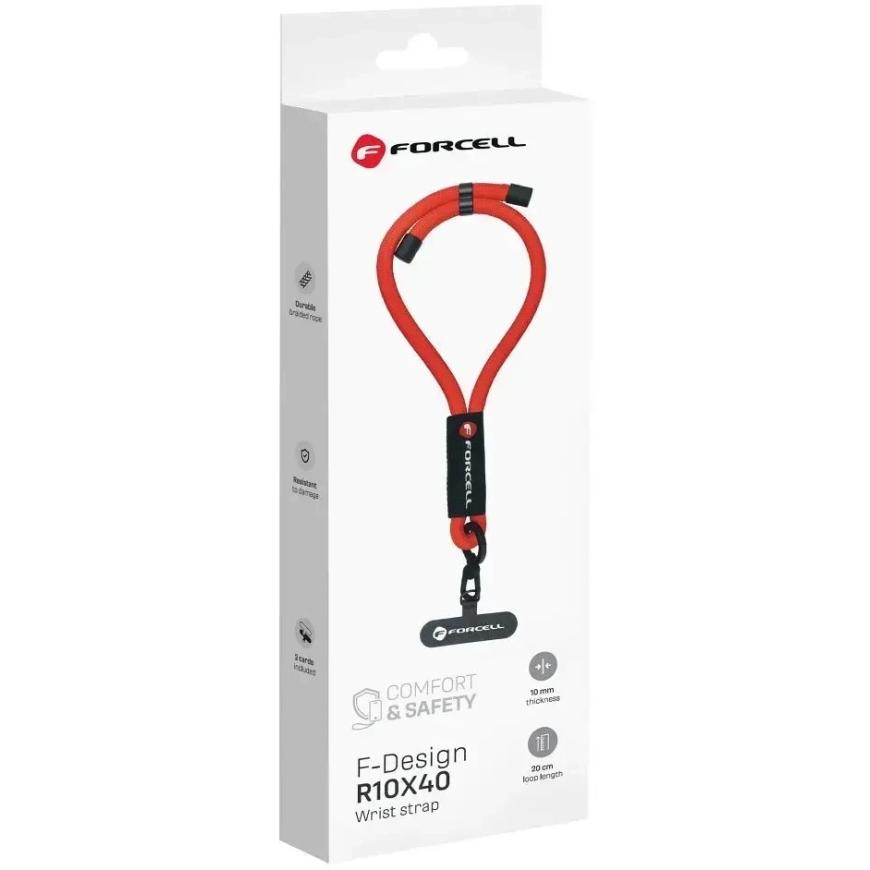 FORCELL F-DESIGN R10X40 wrist phone strap with adjustable length (max. 20 cm loop) red – 4
