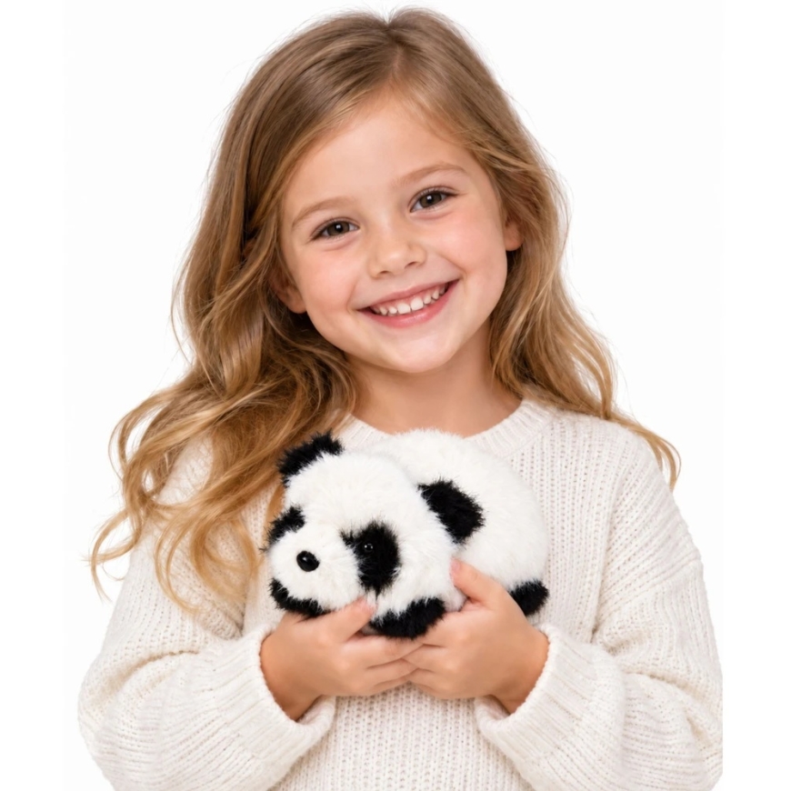 Lean Toys Pliušais rotaļlieta pande, melnbalta, 16 × 10 × 8 cm – 3