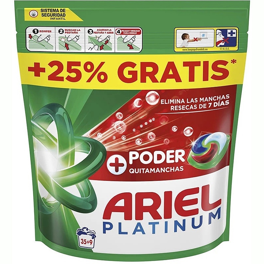 ARIEL PLATINUM PODER QUITAMANCHAS veļas mazgājamais līdzeklis 44 kapsulas