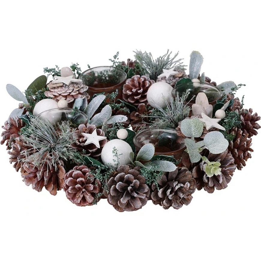 Home Styling Collection Advento wreath with 4 glass candle holders, Ø 30 cm