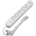 Pitkäjohto - DPM 5 pistorasiaa USB-A:lla ja USB-C:lla, 1,5 m, valkoinen Pitkäjohto - DPM 5 pistorasiaa USB-A:lla ja USB-C:lla, 1,5 m, valkoinen