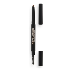 Makeup Revolution, Duo uzacu zīmulis, uzacu krēms zīmulis un otiņa 2-in-1, Gaiši brūns, 0.25 g