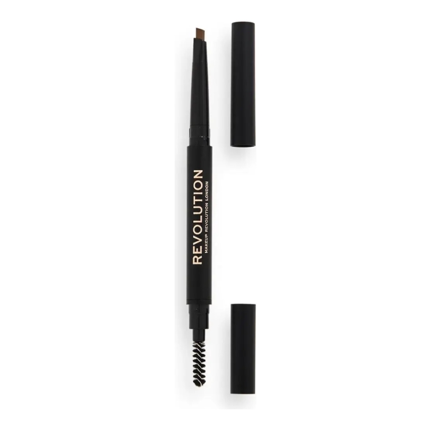 Makeup Revolution, Duo Brow Definer Pencil, Eyebrow Cream Pencil & Brush 2-In-1, Light Brown, 0.25 g
