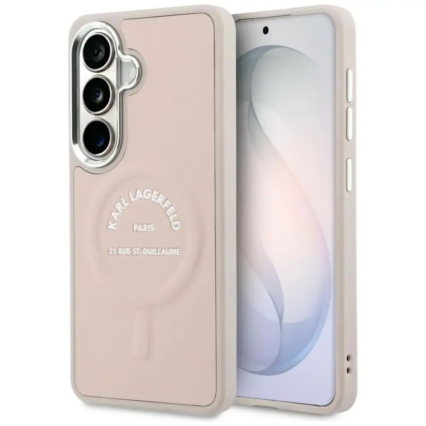 Karl Lagerfeld Embossed Ring RSG Logo phone case with stand and for Samsung Galaxy S26 (S942) pink