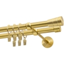 Decastyl Double Curtain Rod FI 19 mm, satin brass, 160 cm, conical ends with rings, Kowalski