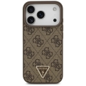Guess Leather 4G Triangle Strass MagSafe dėklas iPhone 18 Pro / 17 Pro rudas Guess Leather 4G Triangle Strass MagSafe dėklas iPhone 18 Pro / 17 Pro rudas